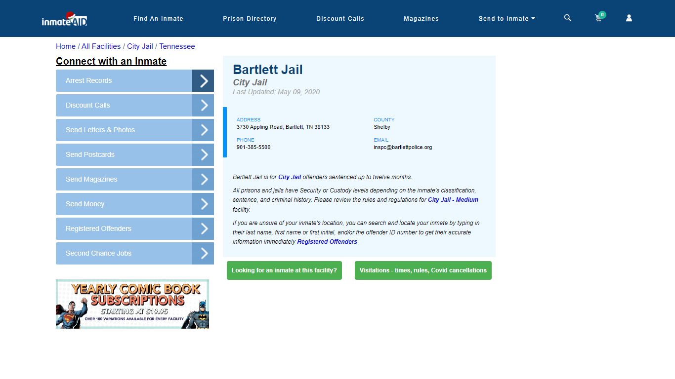 Bartlett Jail | Inmate Locator