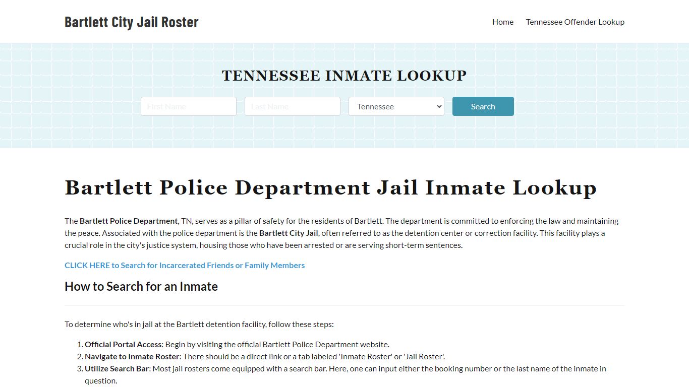 Bartlett Police Department & City Jail, TN Inmate Roster, Arrests, Mugshots