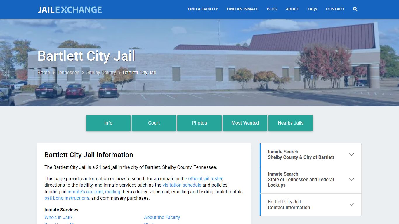Bartlett City Jail, TN Inmate Search, Information